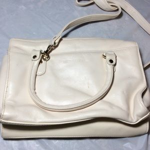Medallion Leather Crossbody Purse Off white
